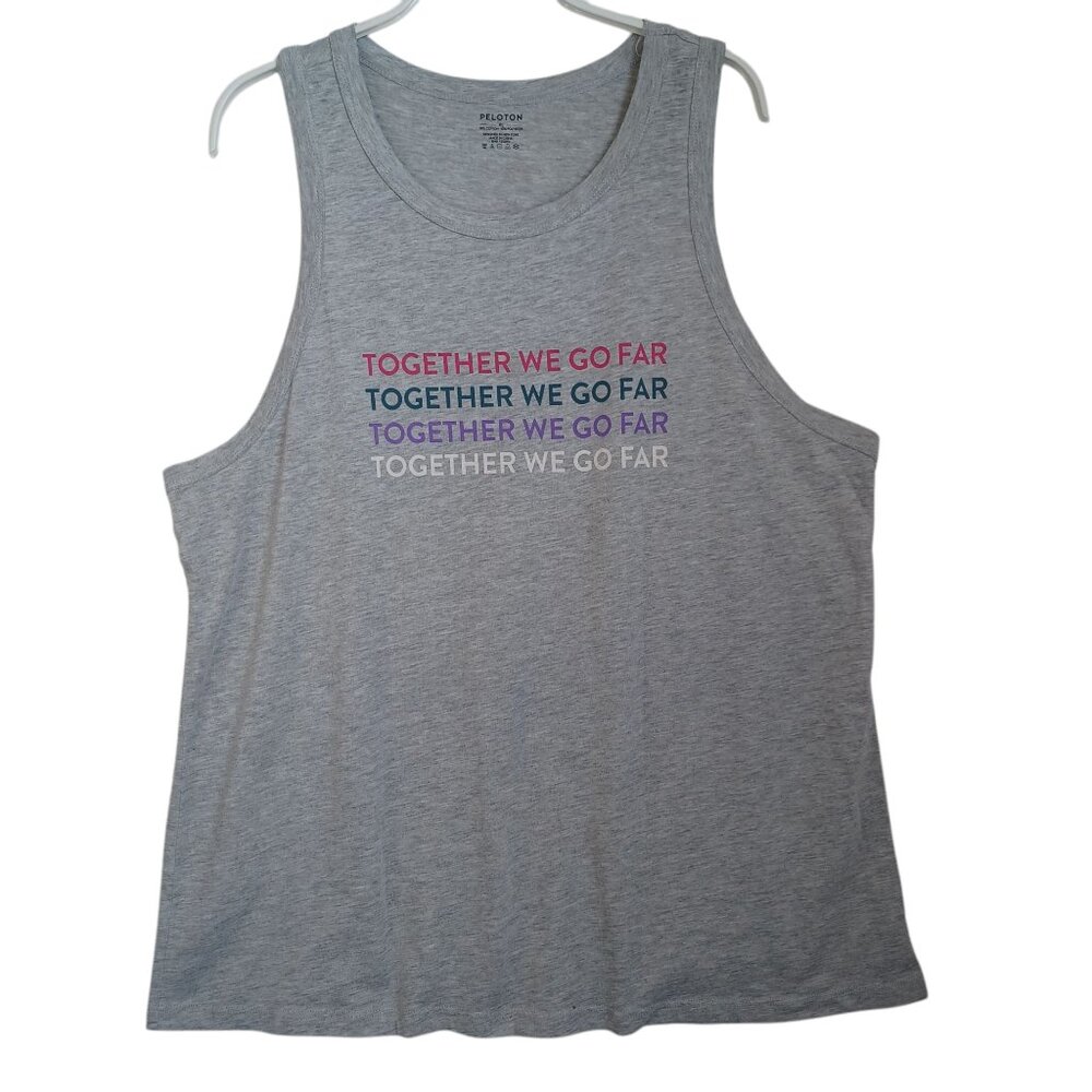 Peloton Tank Together We Go Far Gray Workout Tee Top Floral Design Womens‎ XL